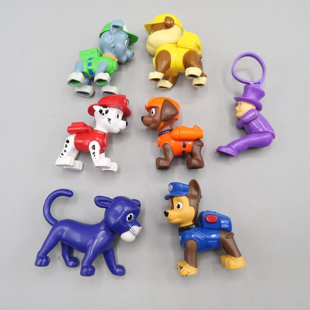 Paw Patrol Deluxe Figures Lot Of 7 Rubble Rocky Zuma Mayor Humdinger‎ Panther